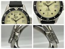 HEUER(TAG HEUER) ナイトダイバー／980.113／ジャンク品／クォーツ／風防傷有り、ベルト非純正(劣化有り)_画像4