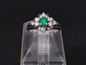 Pm900 #7.5 D0.16ct 5.4g ダイヤモンド付き緑石リング 店舗受取可