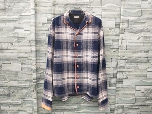 kolor / BEACON/ piping open color shirt /17WBM-B03143/ color beacon / men's / size 3/L/ navy / orange / check 