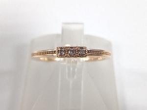 【細みで可憐】K10／ダイヤ0.03ct／＃9／1.3g イエローゴールド　リング