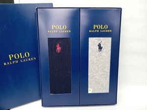 ①POLO Ralph Lauren 紳士 靴下 2枚 24cm~26cm セット まとめ グレー ネイビー ギフト