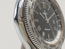 【1円】ジャンク 不動 EBEL エベル GLOBE 9124913 自動巻き デイト シルバー SS ブラック文字盤 腕時計 要メーカー修理_画像3