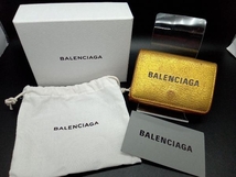 BALENCIAGA 三つ折財布 ゴールド 551921・8060・X・5681 ペーパーミニウォレット コンパクト_画像1