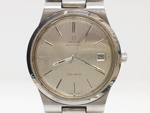 【1円】ジャンク OMEGA Geneve オメガ ジュネーブ デイト メンズ 自動巻き 腕時計 シルバー SS リューズ不良 アンティーク パーツ取り