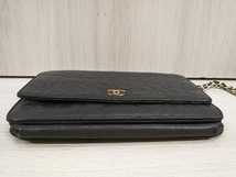 【鑑定書付き】CHANEL／カメリア 169***65／チェーンウォレット バッグ ブラック 店舗受取可_画像4