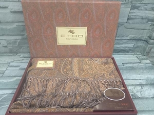 ETRO/ Etro / original wool lap blanket / large size stole / muffler / Brown / total pattern /75cm×140cm/ box attaching / unused goods 