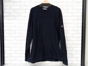 STONE ISLAND ストーンアイランド ロンT ロングTシャツ 長袖Tシャツ ブラック 無地 腕ワンポイント メンズ L インポート