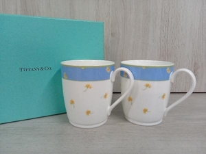 【美品】TIFFANY＆Co. ティファニーバレー マグカップ 2客セット ペア 花柄 茶器 箱汚れ有り