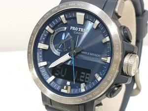  box attaching CASIO Casio PRO TREK Protrek Climber line Tough Solar multiband 6 SS stainless steel blue wristwatch store receipt possible 