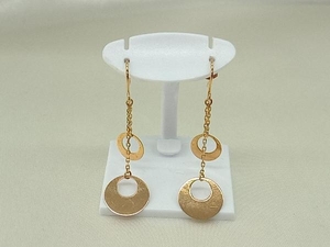 [K18] earrings Gold round swaying accessory lady's used 
