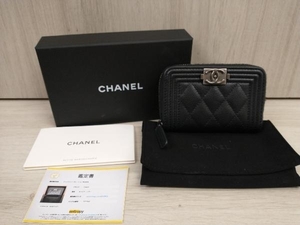 【鑑定書付】CHANEL／ボーイシャネル コインケース／ブラック 財布 店舗受取可