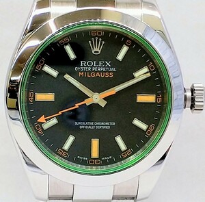 【新品仕上済み 23年10月OH済み】 ROLEX ロレックス ミルガウス 11640GV V番 自動巻き オートマチック グリーンガラス 腕時計