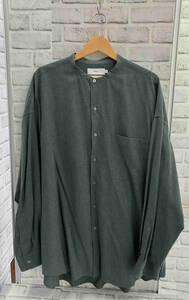 美品 / Graphpaper / グラフペーパー / Linen Cupro Oversized Band Collar Shirt / 長袖リネンシャツ / サイズ:F / GM231-50068 / ブルー