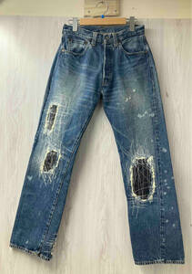 LEVI’S リーバイス 47501 0191 USA製 ボタン裏555 ダメージ加工 ジーンズ サイズW32L36