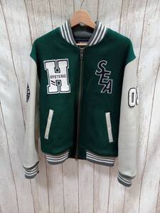 WIND AND SEA × HYSTERIC GLAMOUR 21AW STADIUM JUMPER WDS-HYS-3-01 ウィンダンシー ヒステリックグラマー 牛革 レザー M グリーン