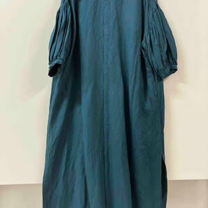 【美品】suzuki takayuki A241-17 puff-sleeve shirt dress シャツワンピース レディース サイズ1 麻混 ブルー 参考定価59,400円 タグ付きの画像2