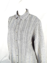 Royalcy 水色ベージュ紺 Mサイズ ネルシャツ ストライプ ポリエステル75%,綿20%,レーヨン5% 新品_画像9