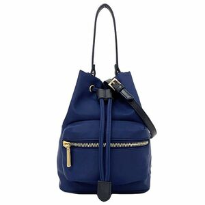 サマンサ タバサ 巾着 ２way バッグ ブルー ショルダーバッグ 美品 ナイロン レザー 中古 Samantha