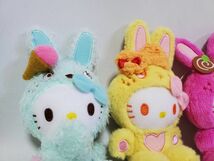 2011-12 レア FURYU 非売品 ハローキティ キティ カラフルバニー Colorful Bunny うさぎ ぬいぐるみ マスコット セット かぶりんぼ_画像2