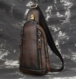 人気品　上質 本革 斜め掛けバッグ ボディバッグ レザー ウエストポーチ ショルダーバッグ 革 鞄