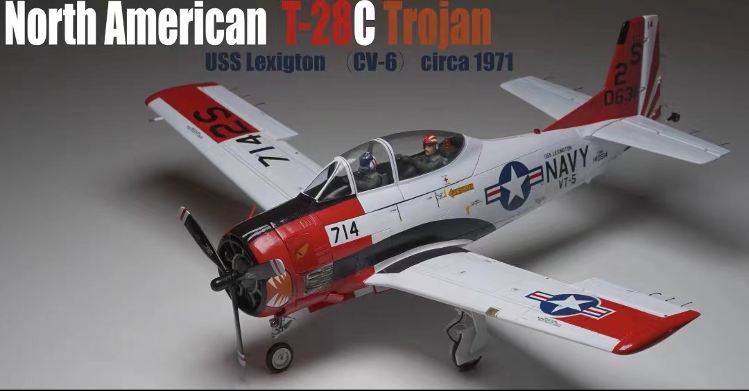 RODEN 1/48 Avión de entrenamiento americano T-28C ensamblado y pintado producto terminado, Modelos de plástico, aeronave, Producto terminado