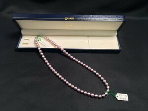 未使用！田崎真珠 ネックレス パール 淡水真珠 留め具 シルバー 直径約5.7～6.1mm 長さ約42.5cm 21.7g TASAKI ピンク系
