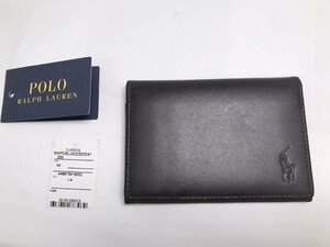 ☆未使用☆POLO RALPH LAUREN ポロラルフローレン 二つ折り カードケース 牛革 レザー ダークブラウン