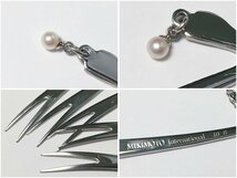 未使用 MIKIMOTO ミキモト インターナショナル 5種類セット 真珠付 ボールペン リボン型フォーク5本 携帯用 リップブラシ ミラー ポーチ_画像10