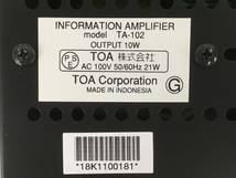 TOA TA-102 簡易型アンプ インフォメーションアンプ 中古 Y8367878_画像2