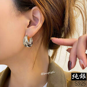 S925 original silver silver hoop earrings accessory on goods earrings office volume 