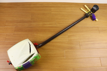 三味線 金ホゾ 金細 綾杉胴 全長約98.5cm ケース付き 和楽器 日本 伝統 005FCNN03_画像8
