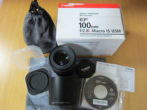 Canon　キヤノン　レンズ　EF100mm f/2.8L Macro IS USM　67mmプロテクター付【中古・美品】