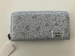 Keith Haring(キースヘリング)長財布/ロングウォレット/ラウンドファスナー/グレー