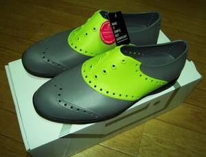 BiiON バイオン 新品 未使用 超軽量 ゴルフ サドル シューズ SADDLES COOL GREY & LIME BS-1113 ６角凸ソールで強グリップ力 M7/25.5