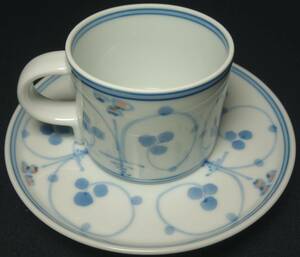 Art hand Auction 创业于1779年 (安永8年) 白山瓷 手绘咖啡杯碟 陶瓷研究, 茶具, 茶杯和茶碟, 咖啡杯