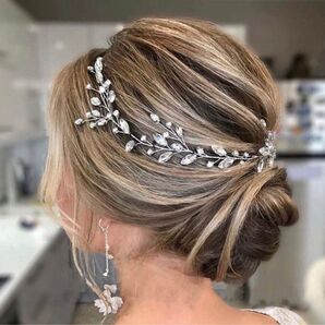 ヘッドドレス シンプル シルバー ブライダル ヘアアクセサリー 髪飾り