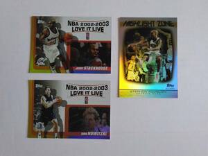 03-04 Topps（JERRY STACKHOUSE, DIRK NOWITZKI, STEPHON MARBURY）インサートカード　3枚セット