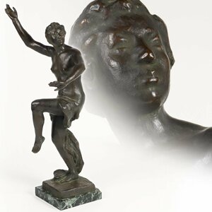 ブロンズ 踊る裸婦 大理石台付 約65cm / 銅像 銅置物