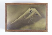 山下春興 富士図 小箱 共箱 / 彫金 金工 文箱 唐木 富士山_画像2