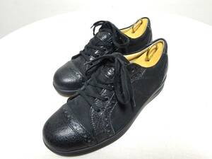 Finn comfort×ALKA fins comfort leather shoes walking shoes lady's 4 23cm rank black black 