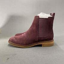 Da15 Clarks クラークス Clarkdale Arloサイドゴアブーツ チェルシーブーツ スエード スウェード 36 23相当 バーガンディ レディース女性用_画像2