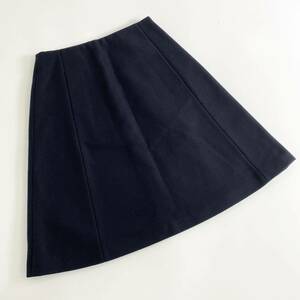 Ca19《美品》イタリア製☆ JIL SANDER NAVY ジルサンダー 台形スカート ひざ丈スカート ウールブレンド◎ 32 XS相当 レディース 女性用