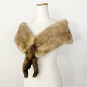 a18《最高級毛皮》パステルミンク ファーティペット MINK FUR リアルファー 毛皮 ライトブラウン系 レディース 女性用