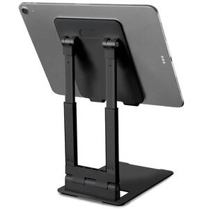 KYOSER タブレットスタンド iPadスタンド スマホスタンド テレワーク 折りたたみ 角度調整 立て 置き台 縦置き レジ iPad(ブラック色)