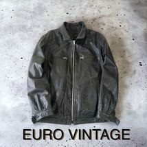 ドイツ購入 EURO VINTAGE レザージャケット ライダース ブルゾン 薄手 L ユーロ ビンテージ 革ジャン 輸入 古着 ジャケット ヴィンテージ_画像1