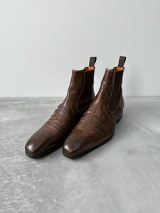 サントーニ サイドゴアブーツ 6 1/2 ブラウン Santoni レザーブーツ ショートブーツ シューズ