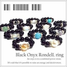 天然石 ロンデル オニキスリング 指輪 ターコイズ練り J1-14-5_画像2