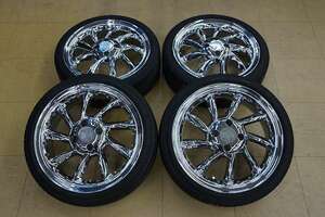 送料無料【中古 SET】165/45R16 Baunty メッキ 4H100 16インチ 5.5J+45 カスタム 軽