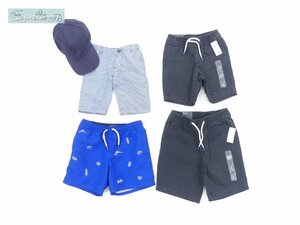 送料込 ①②GAP イージーウエストゴムショートパンツ S/XS 2枚③POLO スイムショーツ 6 ④⑤PETIT BATEAU ショートパンツ 5 キャップ 6~8