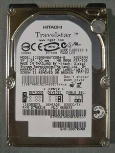 40GB HITACHI IC25N040ATCS04-0 2.5インチ 9.5mm IDE ②